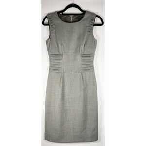 Antonio Melani Classic Corporate Grey Sheath Preppy Pencil Pleated Dress Sz 0